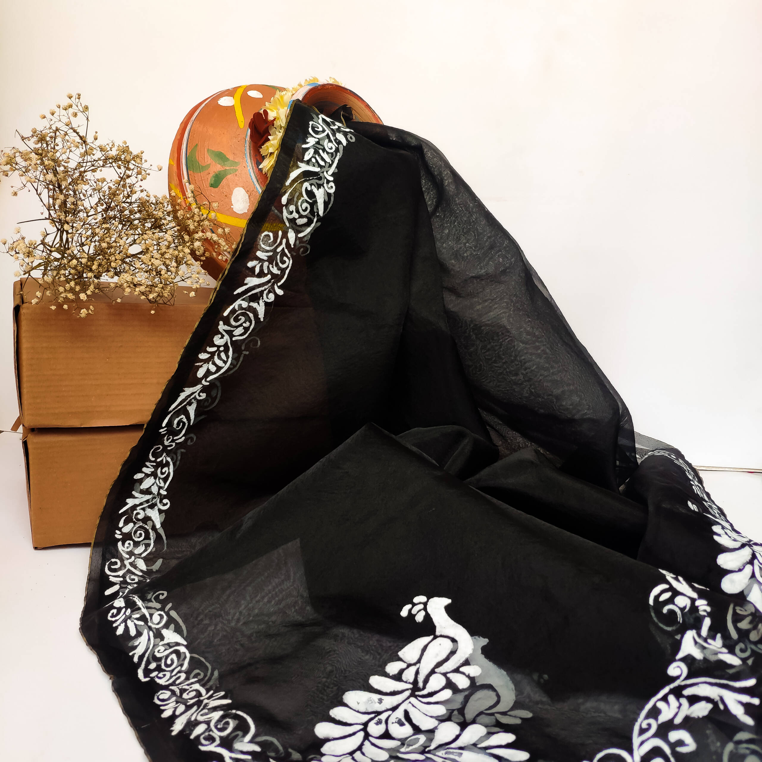 Tarz - Handpainted Black Dupatta - Image 2