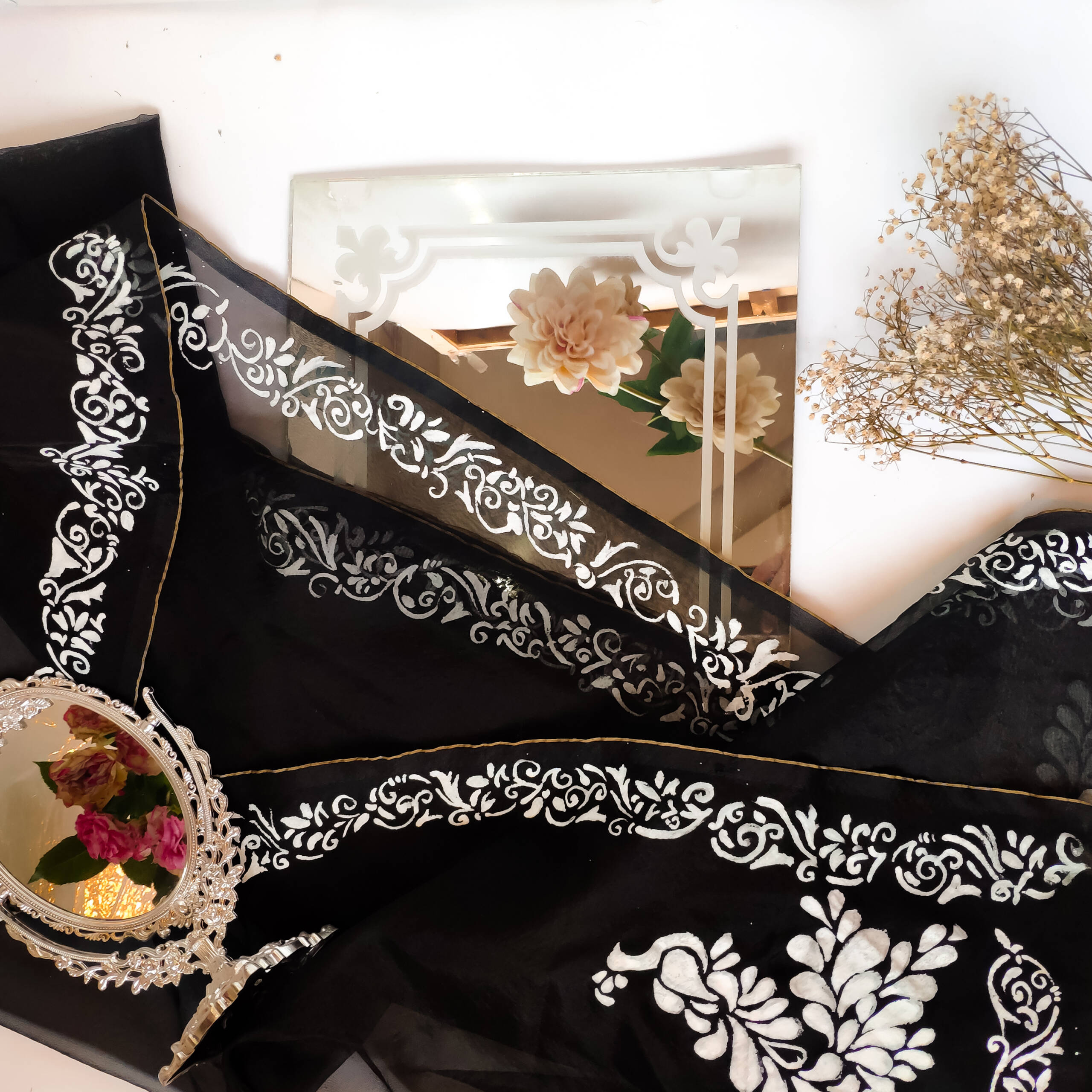 Tarz - Handpainted Black Dupatta - Image 3