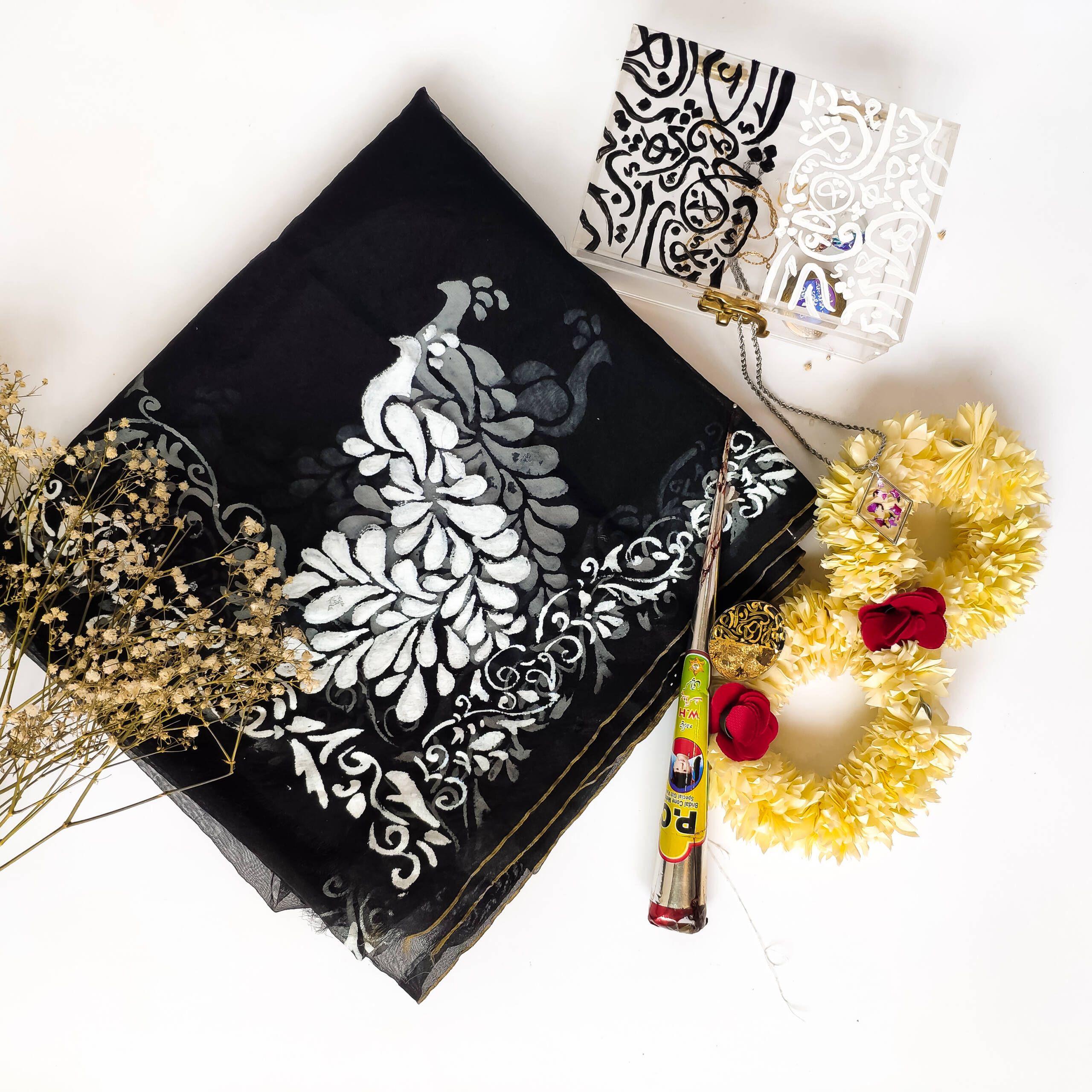 Tarz - Handpainted Black Dupatta