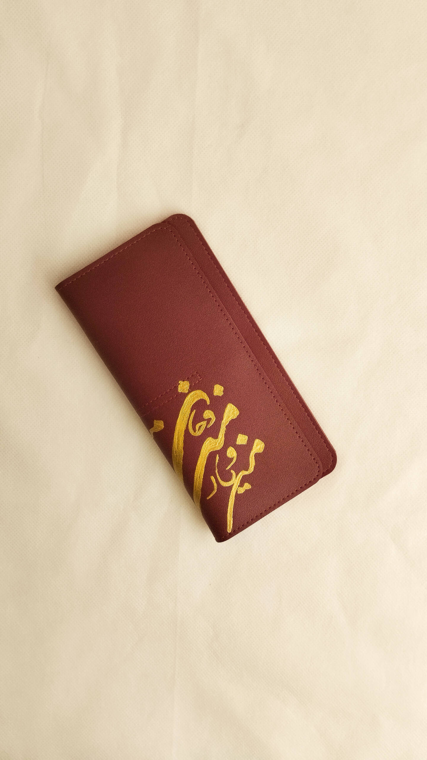 Handpainted Poetry Wallet – Yaar – (Maroon) - Image 3