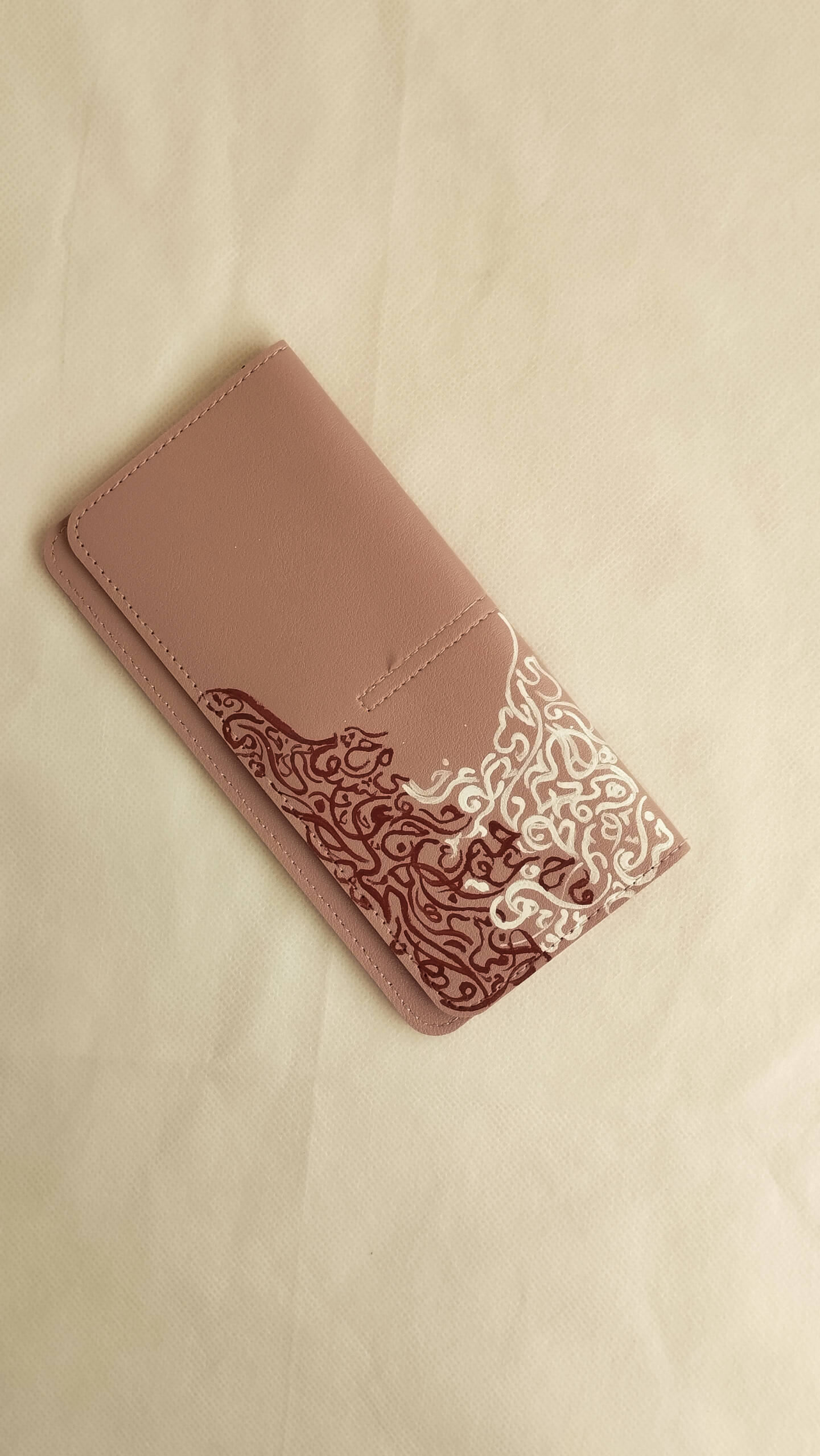 Handpainted Calligraphy Wallet – Nude Pink (Hub Design) - Image 3