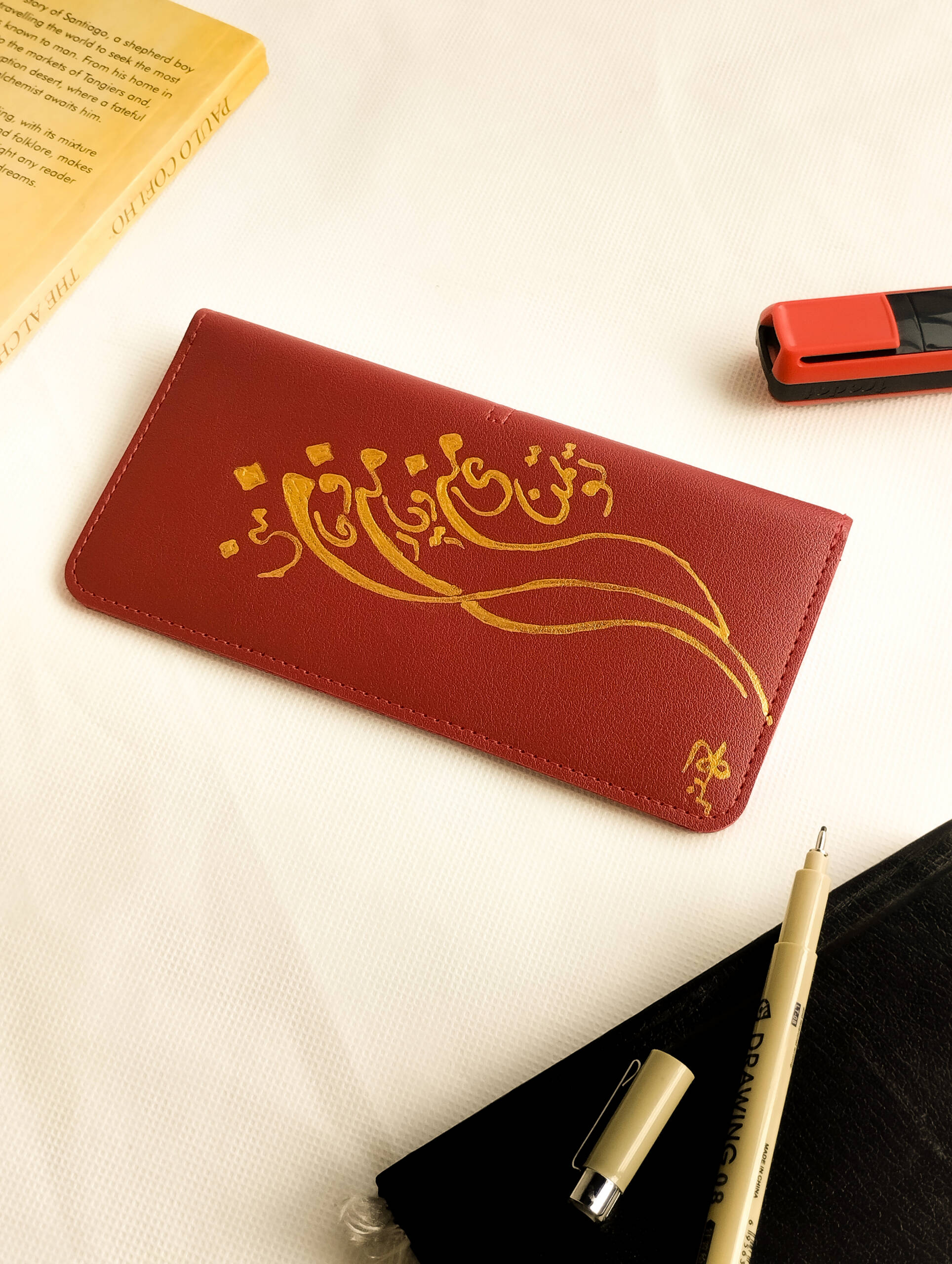 Handpainted Poetry Wallet – Yaar – (Maroon)