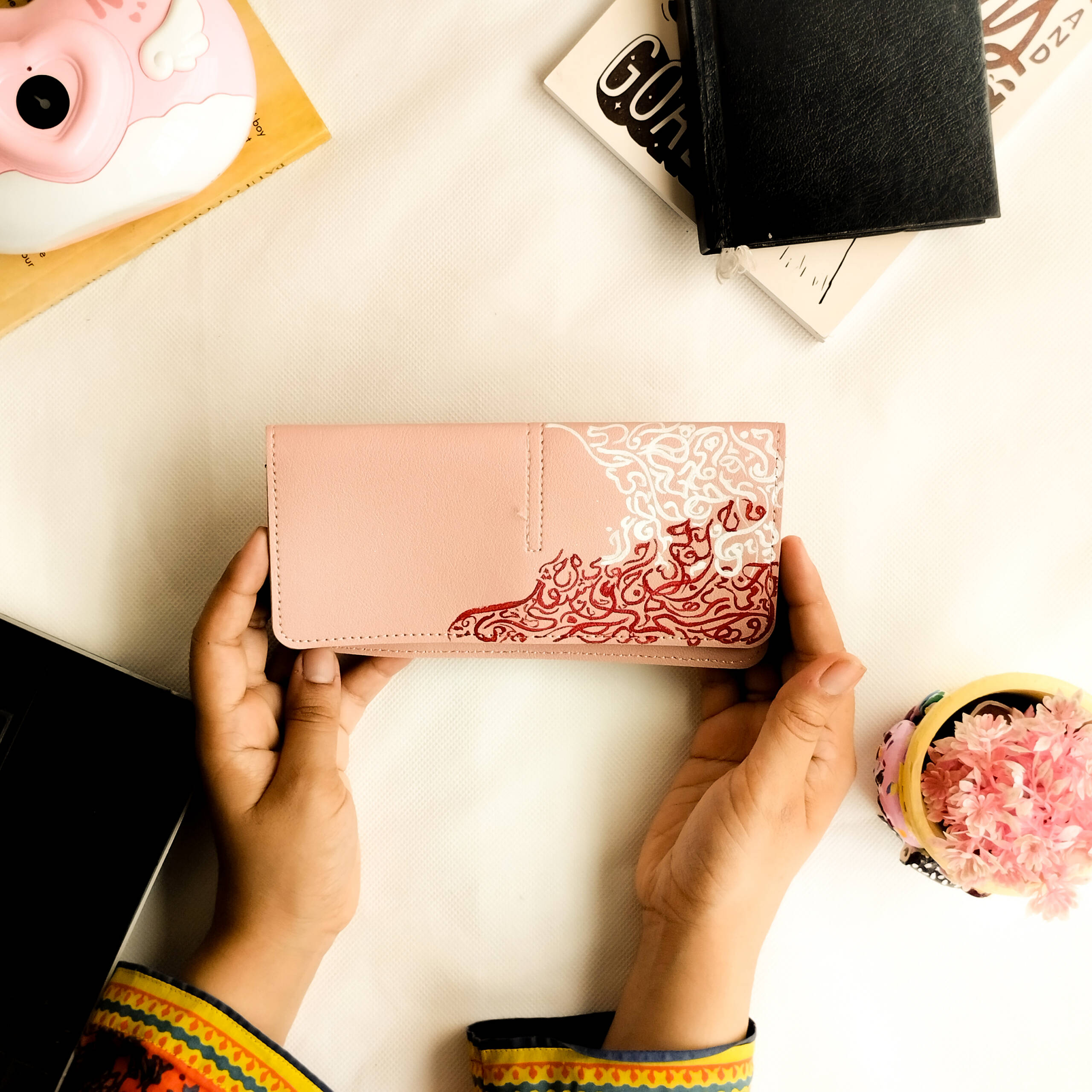 Handpainted Calligraphy Wallet – Nude Pink (Hub Design)