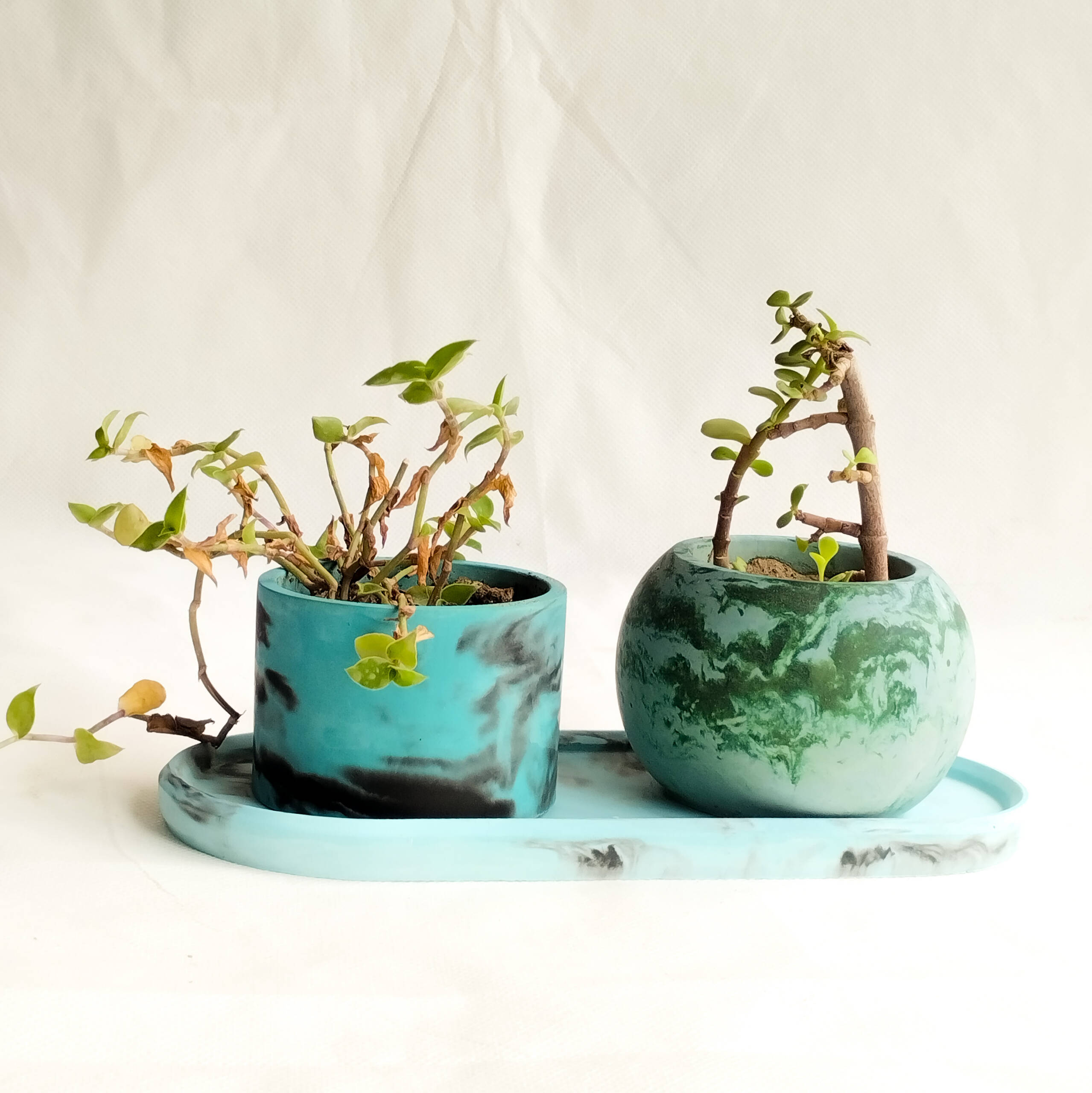 Blue Planter Set - Home Decor Set